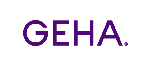 GEHA logo in purple text with registered trademark symbol on white background.