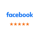 Facebook logo with five-star rating for Sunridge Dental Care reviews